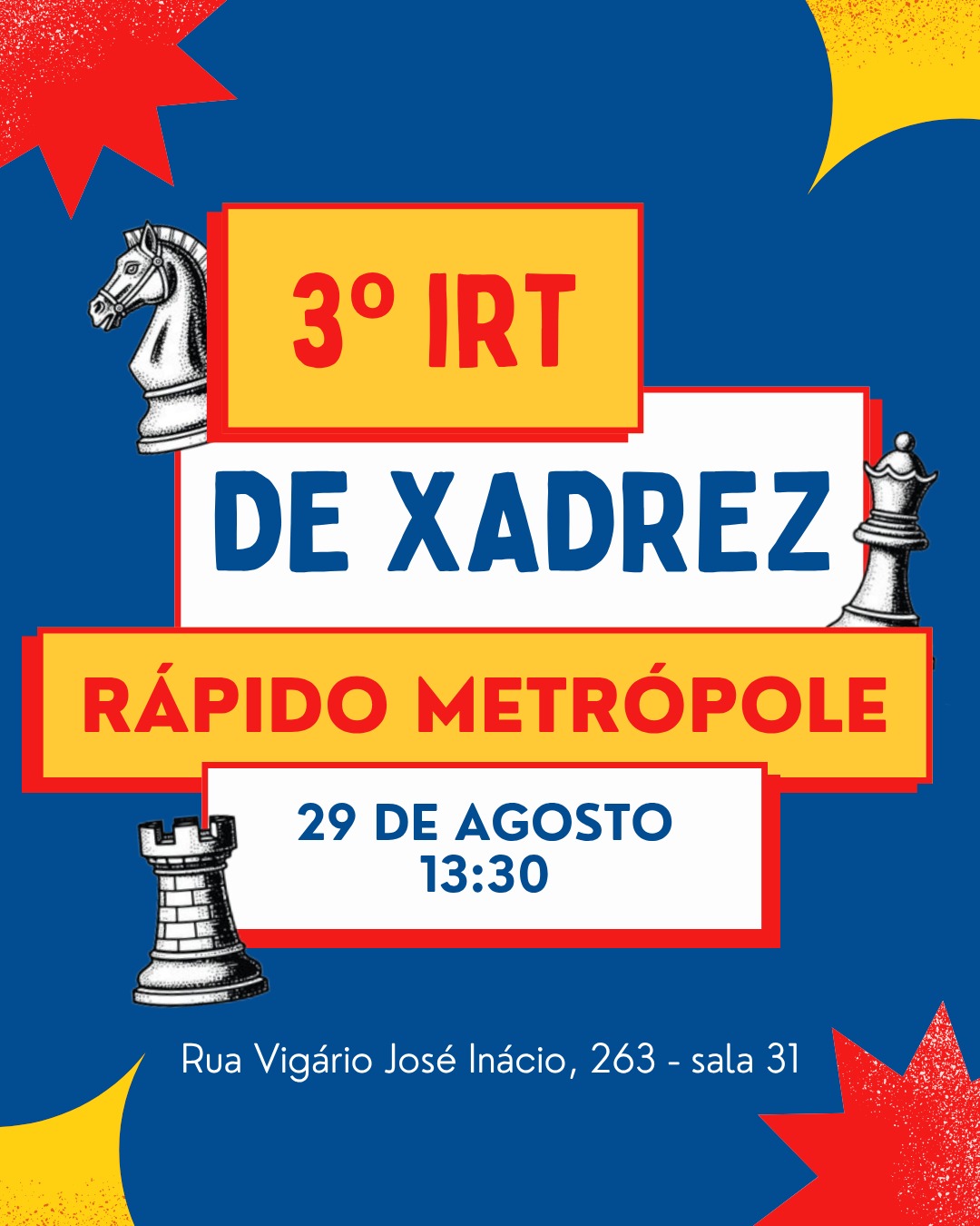 Cartaz do 3º IRT Aberto de Xadrez Rápido, 29 de agosto de 2026